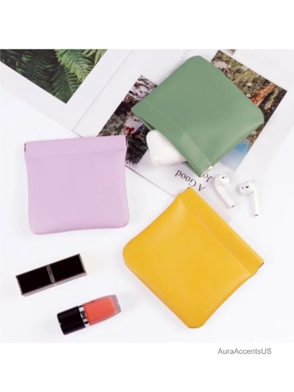 18 Pcs Snap Closure Pouches, Waterproof PU Leather Mini Cosmetic Bags for Travel